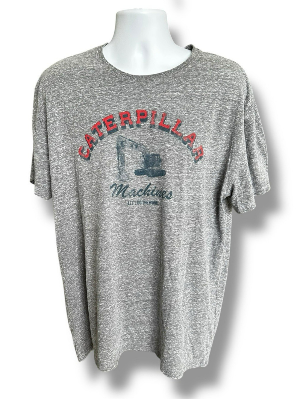 Caterpillar CAT Machines Heather Gray Excavator Short Sleeve Graphic T-shirt XL